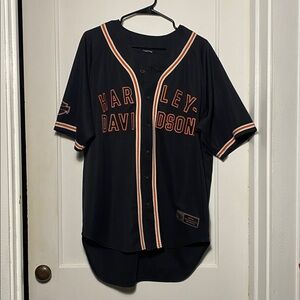 Harley-Davidson Vintage Black & Orange Baseball Jersey Men’s Large Shirt